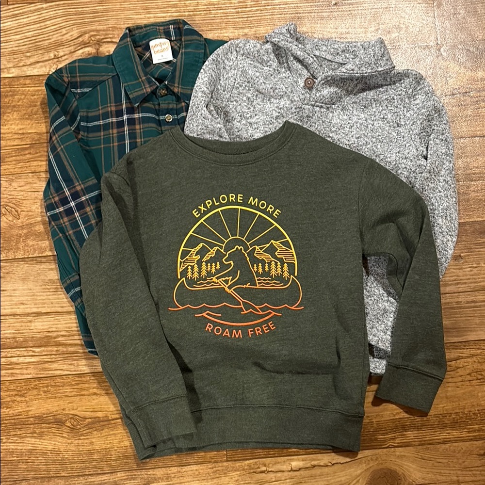 Boys Size 8 Cozy Fall/Winter Shirt Bundle